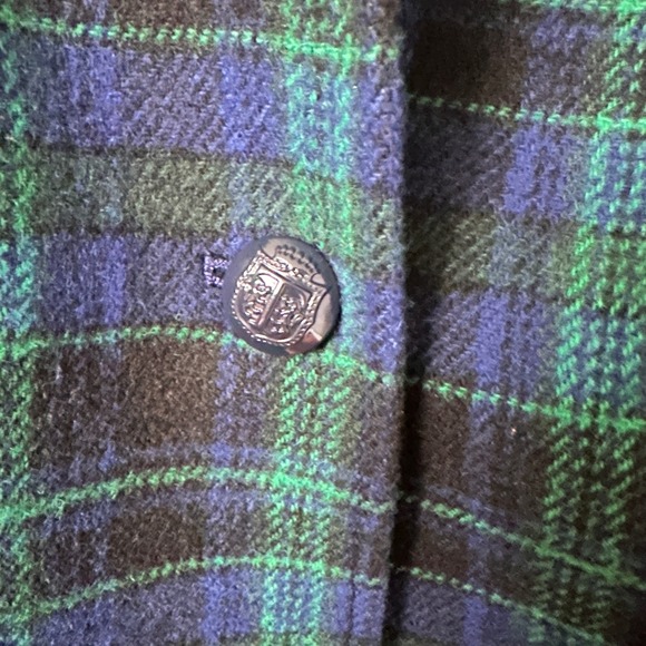Talbots Plaid Blazer Jacket Sz 14 Blue Green 48% Wool Blend Tartan Plaid - Picture 4 of 9